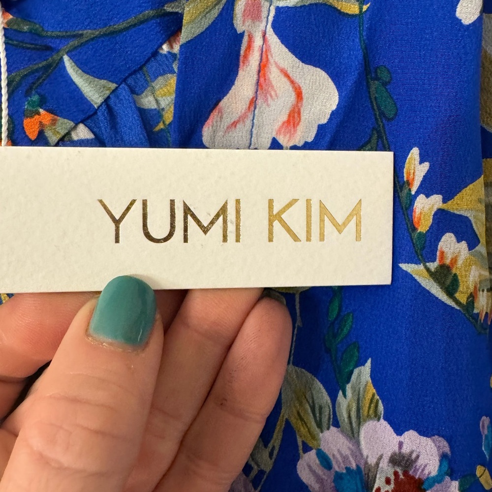 NWT Yumi Kim XS Amalfi Coast SoHo Mixer Silk Vibrant Blue Floral Mini Dress - Picture 4 of 16
